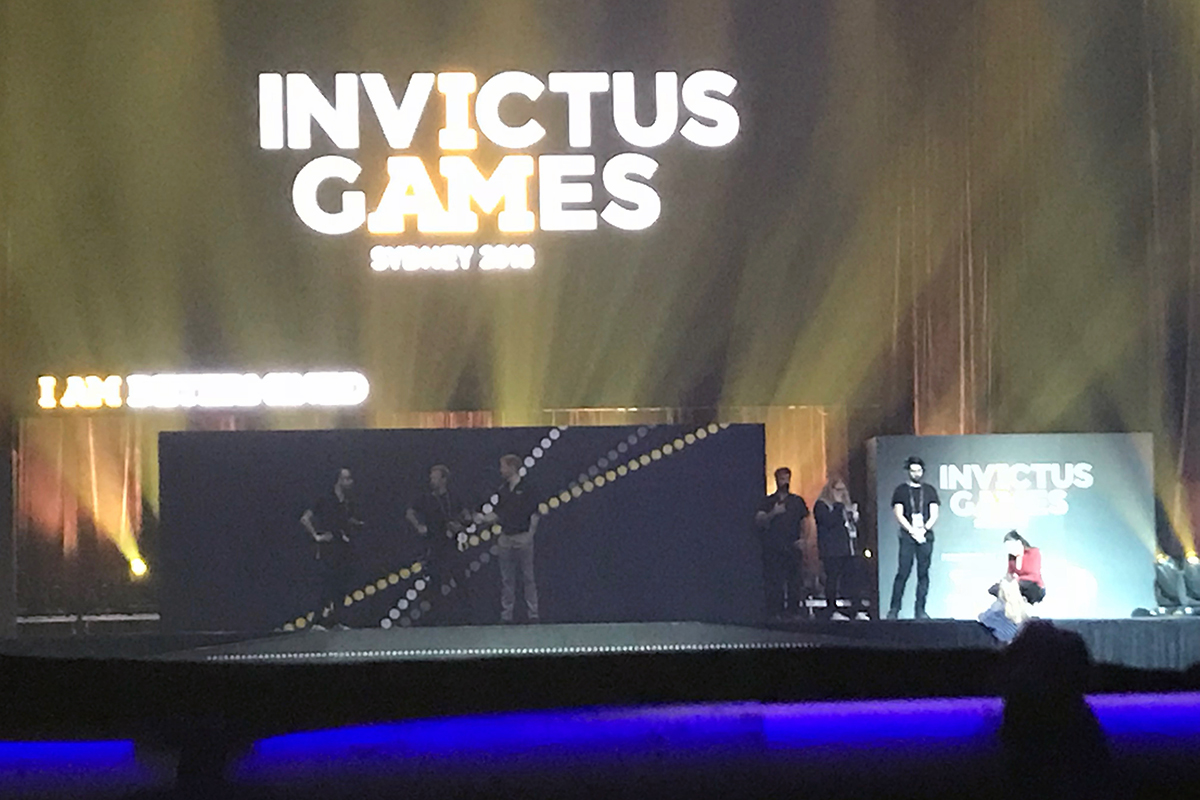 Invictus Games closing ceremony rehearsal - autocue into external monitors (Prince Harry is in the image!)