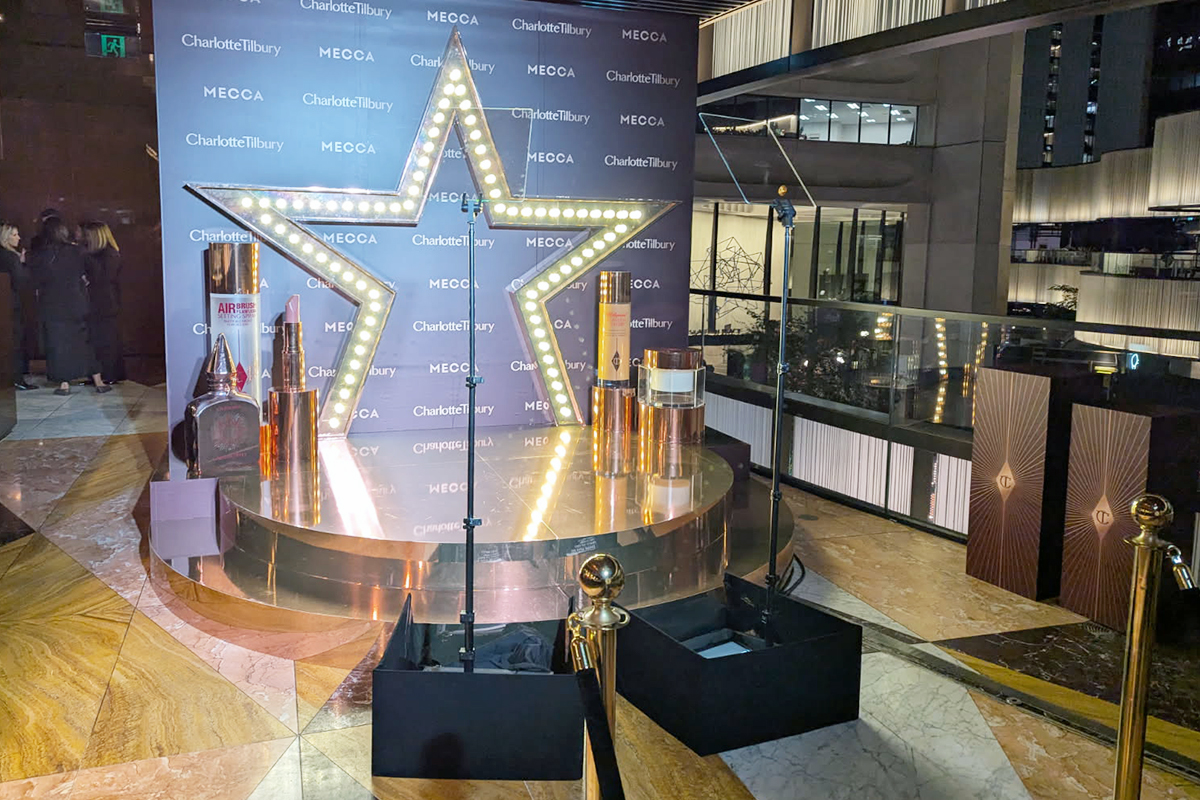 large on stage teleprompt system on site at Mecca event
